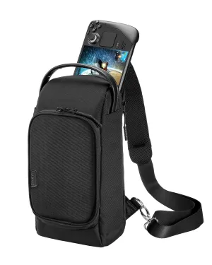 Soulgo Carrying Case Compatible with Steam Deck, Steam Deck OLED/ASUS ROG Ally X & Accessories - Protective Shoulder Bag Pouch with Multi-Pocket Fit Console, AC Charger, Dock for Travel(Black)