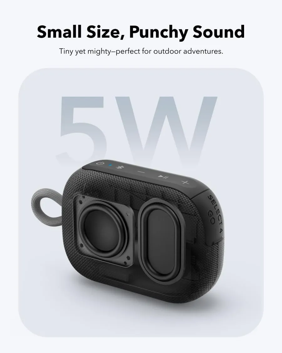 Soundcore Select 4 Go Bluetooth Shower Speaker by Anker, IP67 Waterproof/Dustproof, Portable Speaker, Wireless, 20H Playtime, Floatable, Powerful Sound, Electronics for Outdoors/Home/Office/Travel