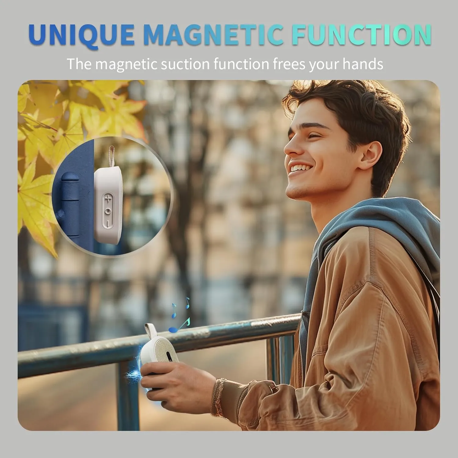 SOWO Wireless Portable Small Speaker, Ultra Magnetic Bluetooth Speaker for Golf Cart, Coverless IP67 Waterproof, 24 H Playtime, Pro Sound, Clip On Design for Outdoor, Indoor - White