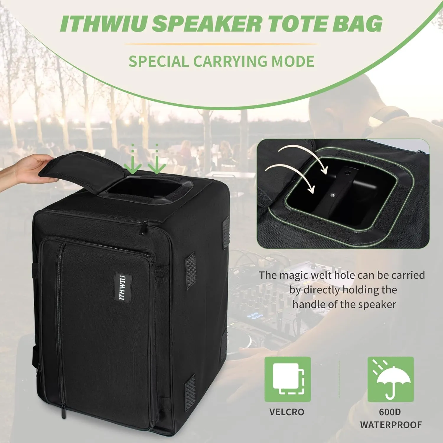 Speaker Carrying Bag with Thickened Sponge for Compact 10" Speaker Cabinets; Heavy-Duty Fits QSC K10, Yamaha DXR10 and more (IT-TOTE10), Black