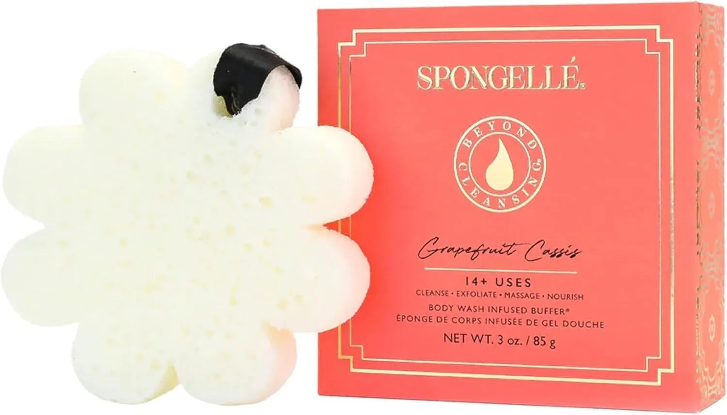 Spongelle Wild Flower Buffer Body Scrubber with Box | Bath & Shower Loofah for Women | Exfoliator with Body Wash Infused | 14  uses (Coconut Verbena, Grapefruit Cassis, Freesia Pear)