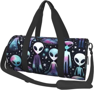 Sports Duffel Bag Alien-Muffin-Galaxies Foldable Travel Tote Bag Weekender Sleepover Carry On Bag