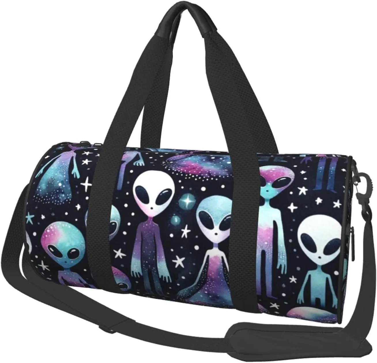 Sports Duffel Bag Alien-Muffin-Galaxies Foldable Travel Tote Bag Weekender Sleepover Carry On Bag