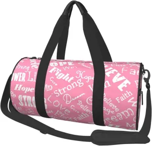 Sports Duffel Bag Breast-Cancer-Awareness Foldable Travel Tote Bag Weekender Sleepover Carry On Bag