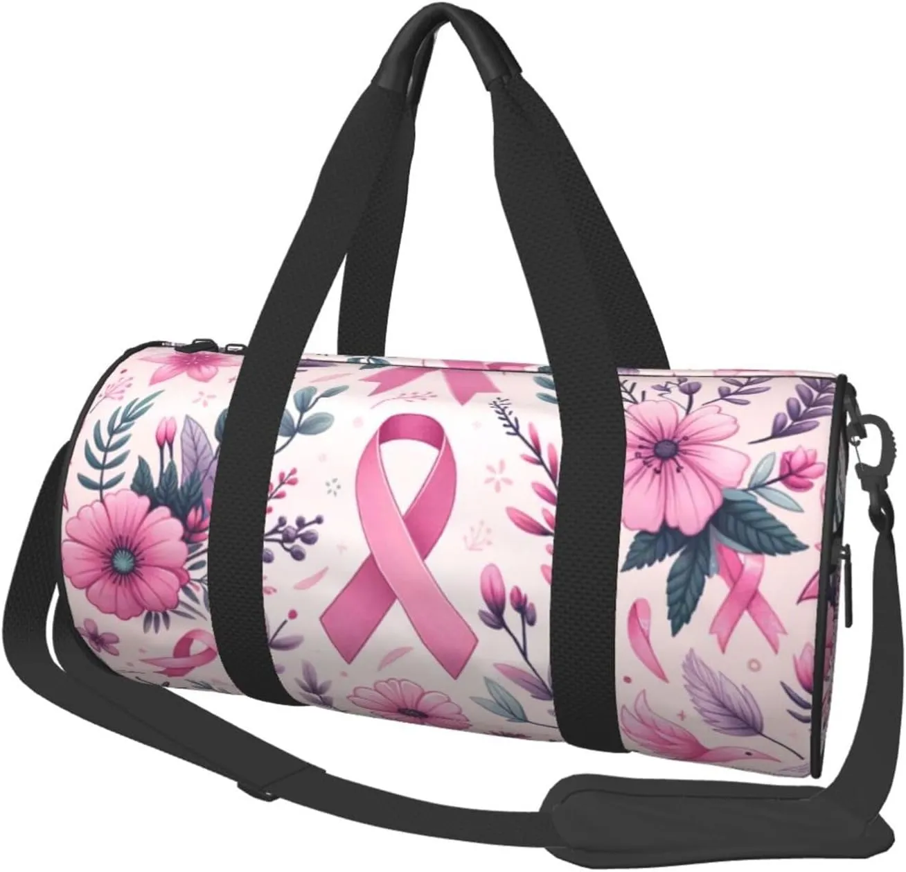 Sports Duffel Bag Breast-Cancer-Awareness-Ribbon Foldable Travel Tote Bag Weekender Sleepover Carry On Bag