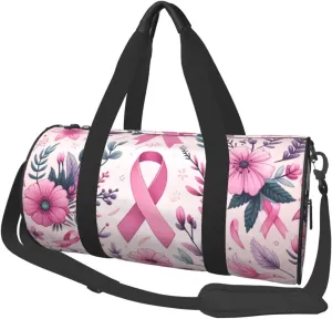 Sports Duffel Bag Breast-Cancer-Awareness-Ribbon Foldable Travel Tote Bag Weekender Sleepover Carry On Bag