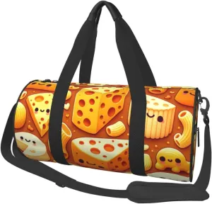 Sports Duffel Bag Cheese-Macaroni-Food Foldable Travel Tote Bag Weekender Sleepover Carry On Bag