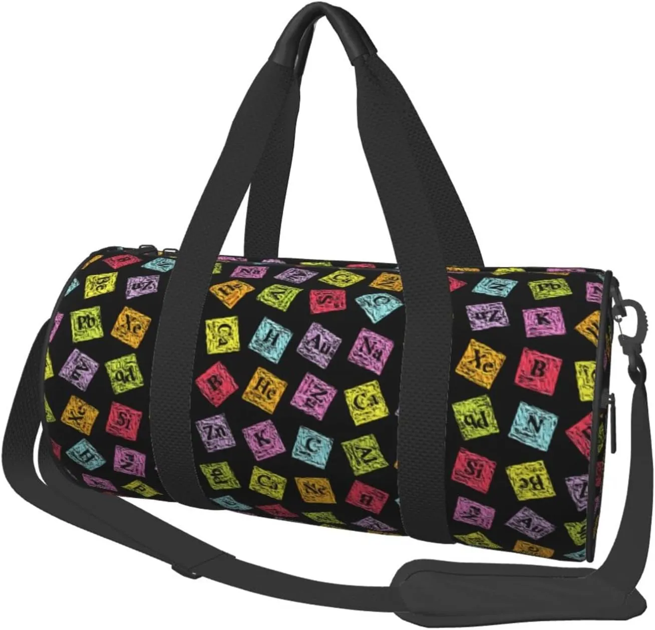 Sports Duffel Bag Chemistry-Turvy-Periodic-Funny Foldable Travel Tote Bag Weekender Sleepover Carry On Bag