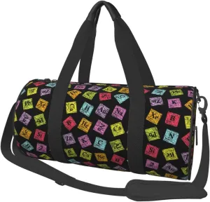 Sports Duffel Bag Chemistry-Turvy-Periodic-Funny Foldable Travel Tote Bag Weekender Sleepover Carry On Bag