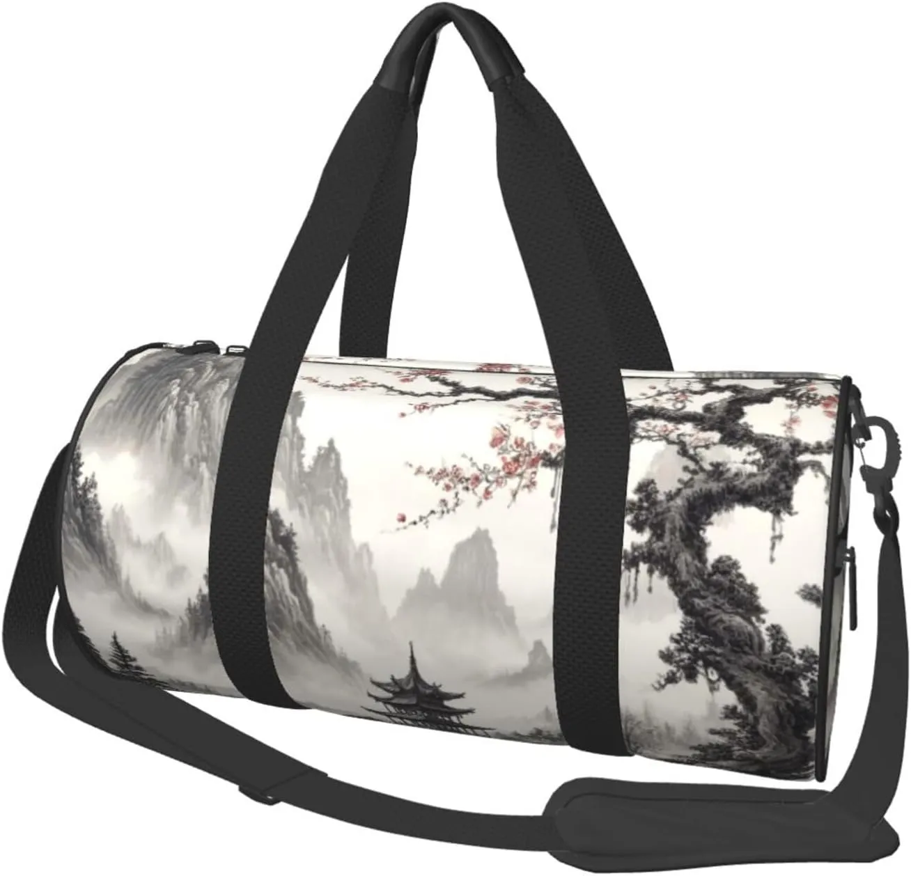 Sports Duffel Bag Chinese-Landscape-Painting Foldable Travel Tote Bag Weekender Sleepover Carry On Bag