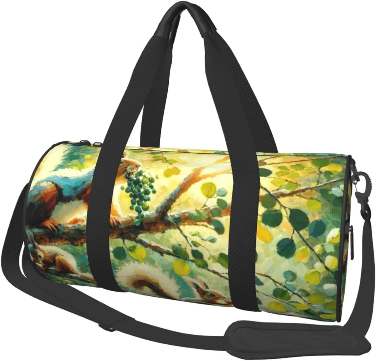 Sports Duffel Bag Cute-Squirrel-On-Tree Foldable Travel Tote Bag Weekender Sleepover Carry On Bag