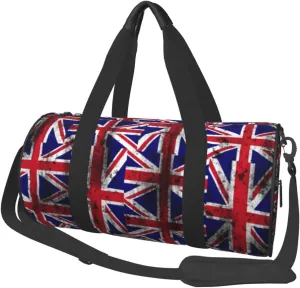 Sports Duffel Bag Distressed-Uk-British-Flag Foldable Travel Tote Bag Weekender Sleepover Carry On Bag
