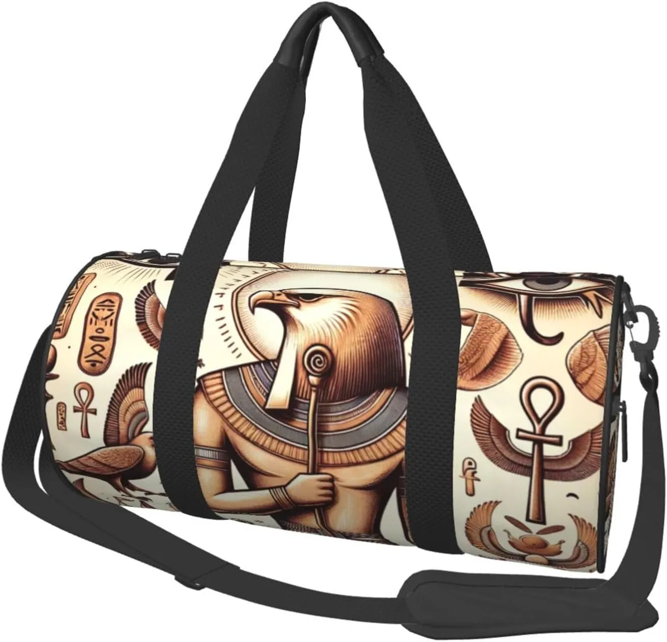 Sports Duffel Bag Egypt-Eye-Of-Horus-Ankh Foldable Travel Tote Bag Weekender Sleepover Carry On Bag