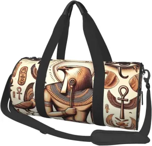 Sports Duffel Bag Egypt-Eye-Of-Horus-Ankh Foldable Travel Tote Bag Weekender Sleepover Carry On Bag