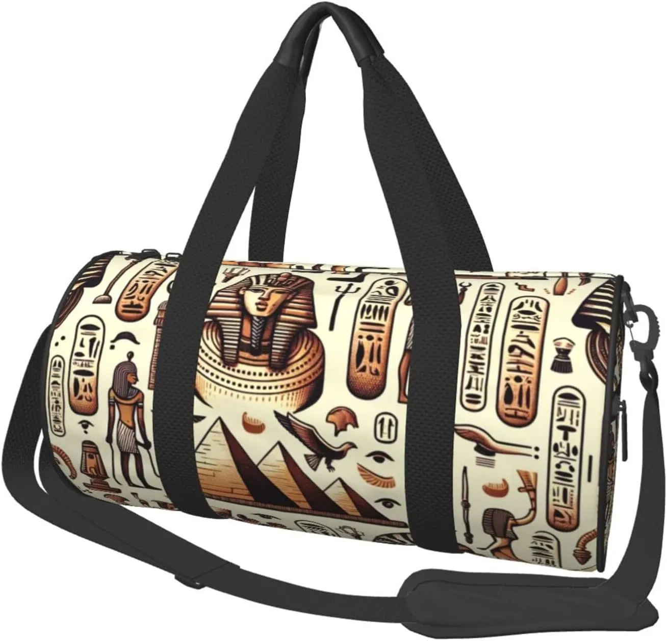 Sports Duffel Bag Egypt-Hieroglyphs-Pharaoh Foldable Travel Tote Bag Weekender Sleepover Carry On Bag
