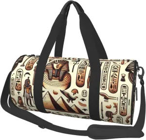 Sports Duffel Bag Egypt-Hieroglyphs-Pharaoh Foldable Travel Tote Bag Weekender Sleepover Carry On Bag