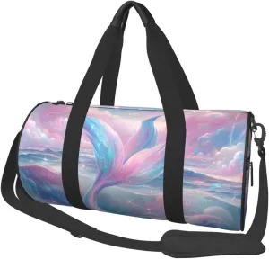 Sports Duffel Bag Fantasy-Mermaid-Glitter Foldable Travel Tote Bag Weekender Sleepover Carry On Bag