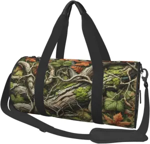 Sports Duffel Bag Green-Leafs-Camo-Hunting Foldable Travel Tote Bag Weekender Sleepover Carry On Bag