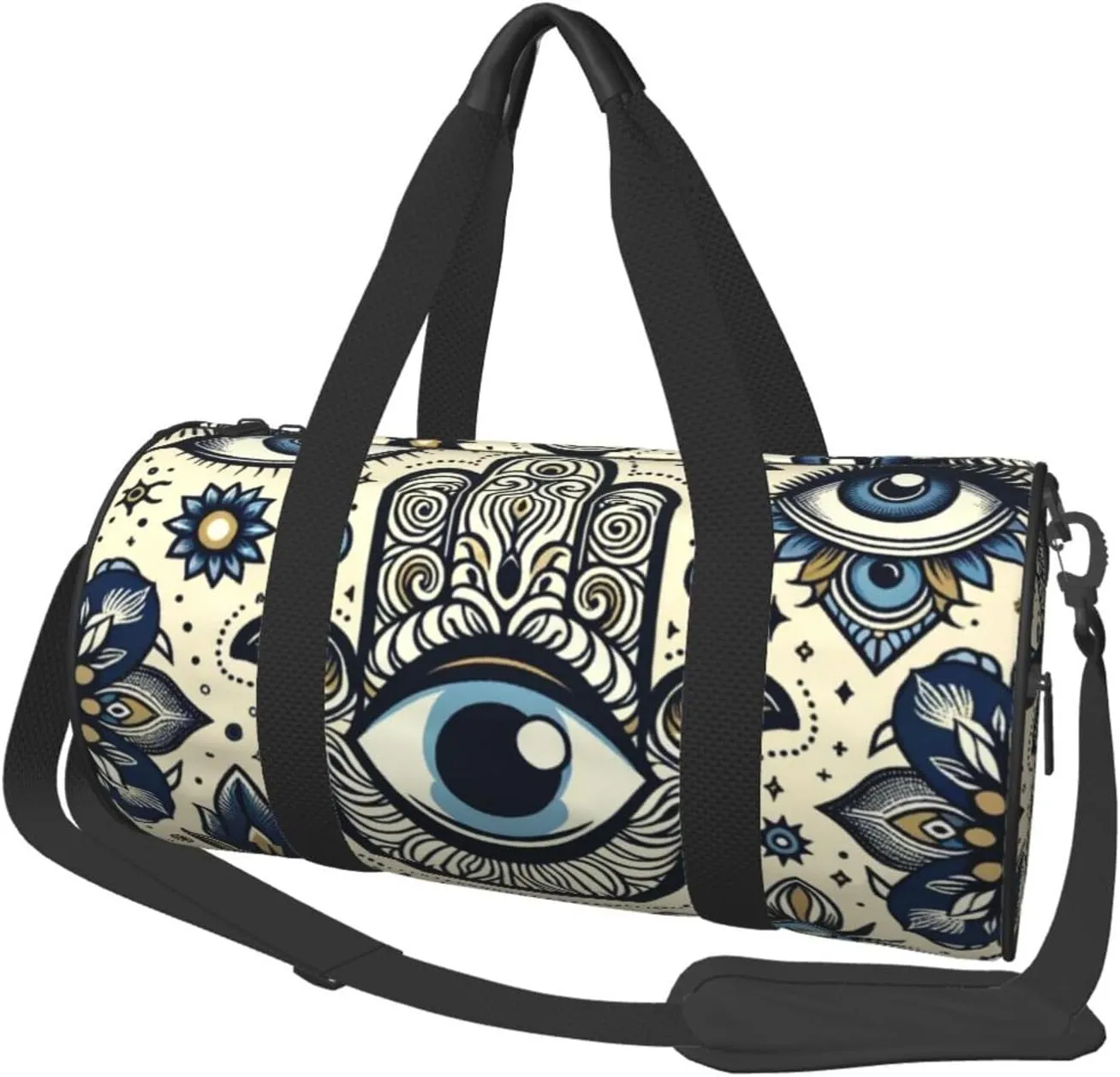 Sports Duffel Bag Hand-Magical-Eye-Amulet Foldable Travel Tote Bag Weekender Sleepover Carry On Bag
