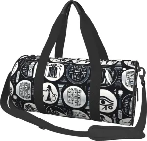 Sports Duffel Bag Hieroglyphics-All-See-Eye-Egyptian Foldable Travel Tote Bag Weekender Sleepover Carry On Bag