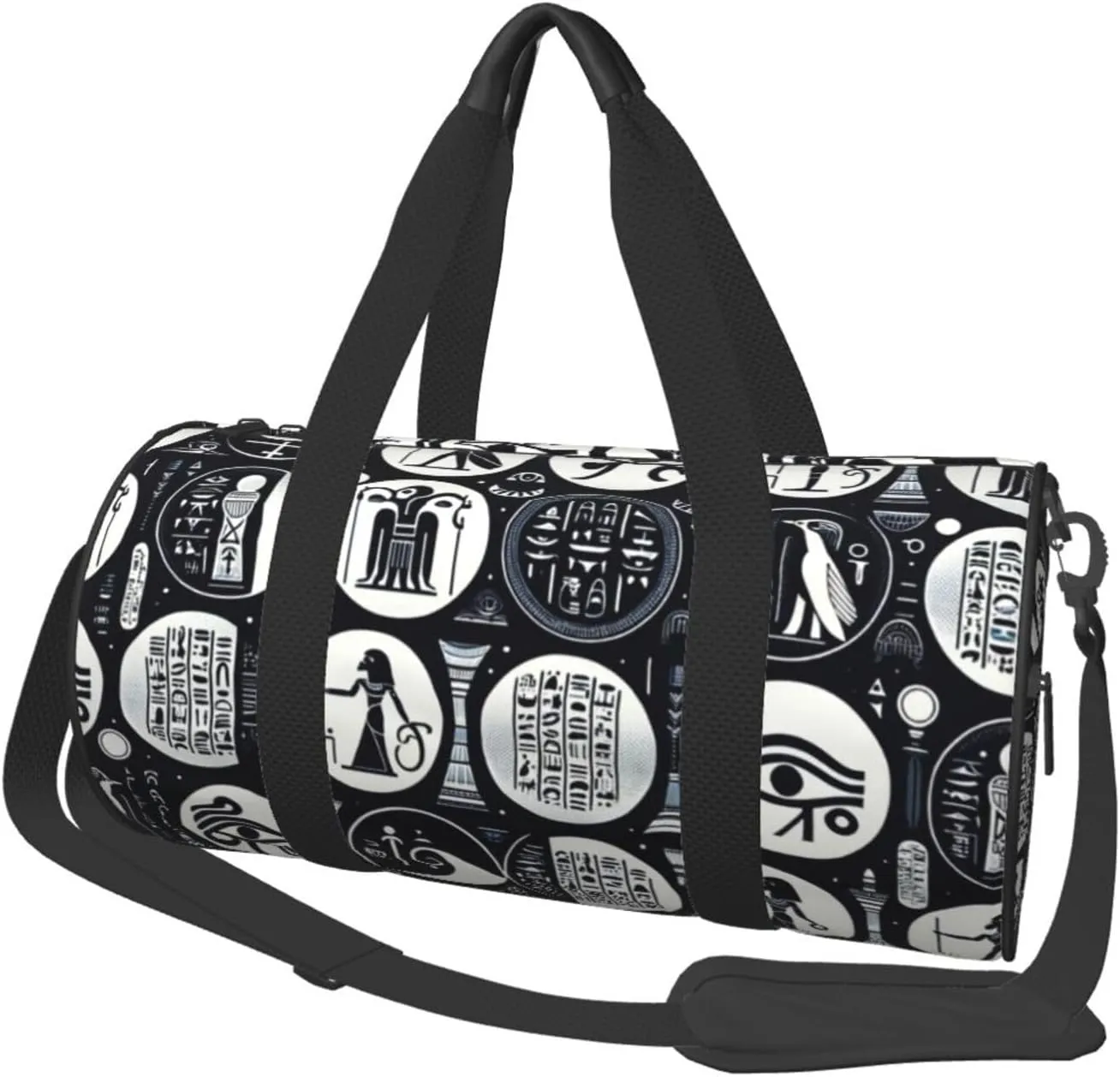 Sports Duffel Bag Hieroglyphics-All-See-Eye-Egyptian Foldable Travel Tote Bag Weekender Sleepover Carry On Bag