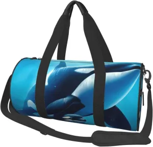 Sports Duffel Bag Killer-Whale-Sea Foldable Travel Tote Bag Weekender Sleepover Carry On Bag