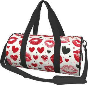 Sports Duffel Bag Love-Lip-Romantic Foldable Travel Tote Bag Weekender Sleepover Carry On Bag