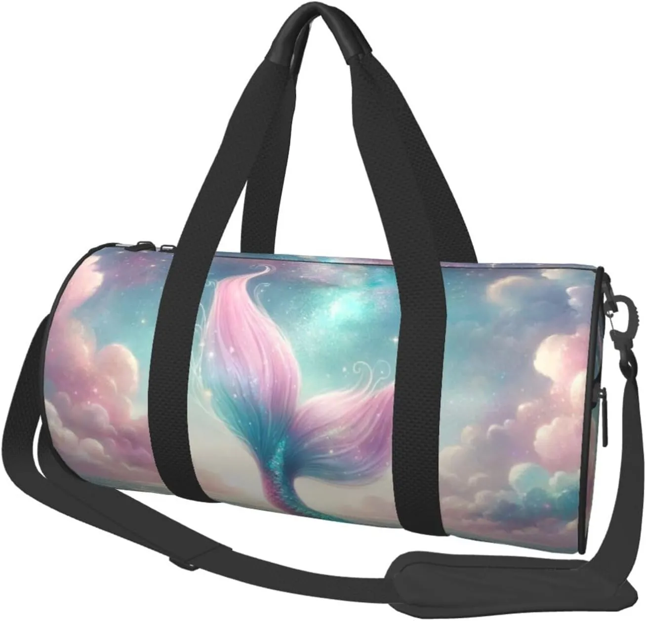 Sports Duffel Bag Mermaid-Tail-Glitter-Fantasy Foldable Travel Tote Bag Weekender Sleepover Carry On Bag