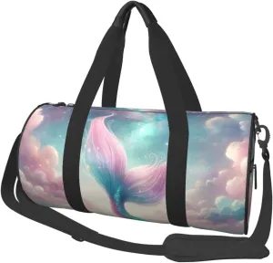 Sports Duffel Bag Mermaid-Tail-Glitter-Fantasy Foldable Travel Tote Bag Weekender Sleepover Carry On Bag