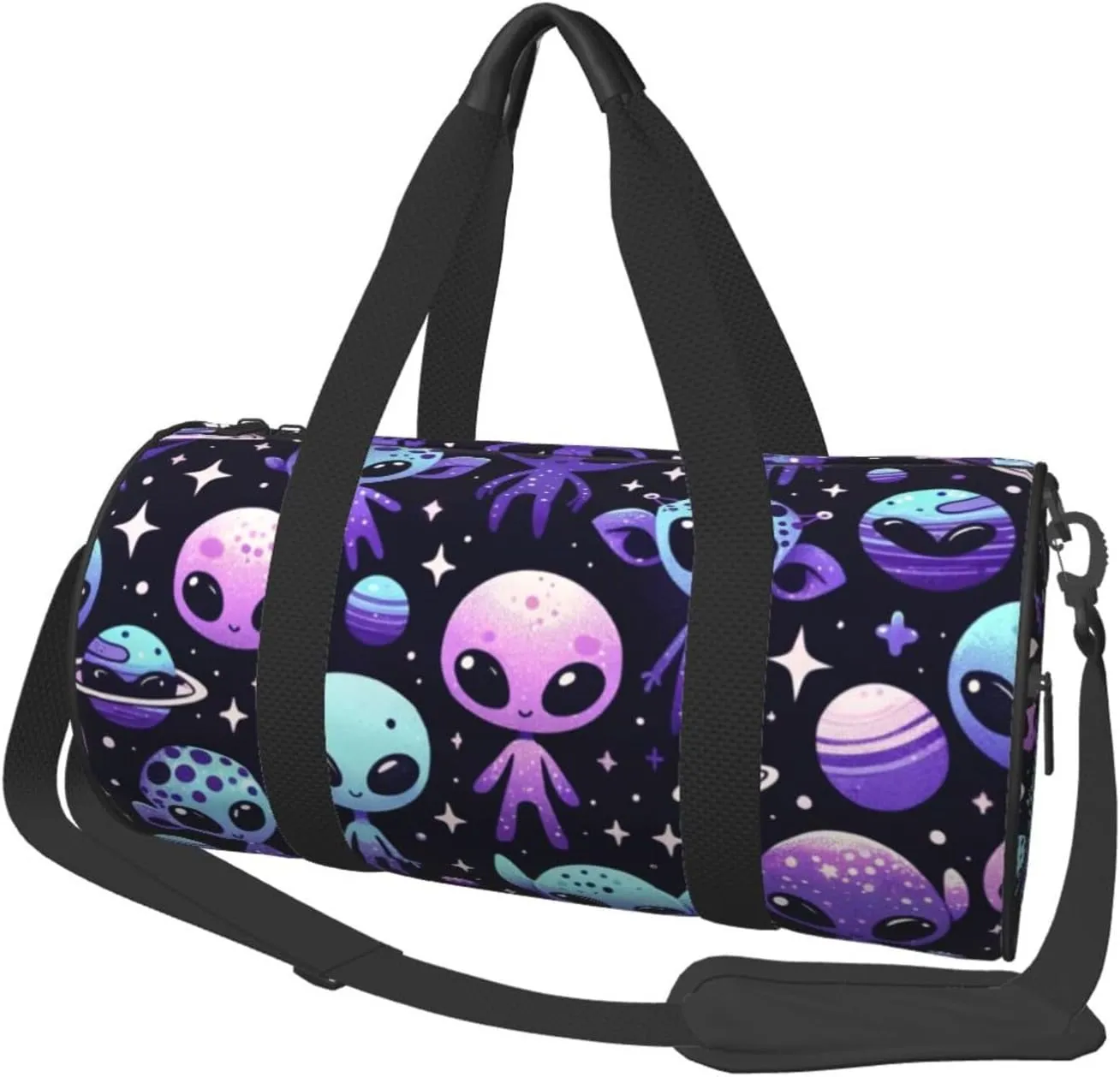 Sports Duffel Bag Muffin-Alien-Galaxies Foldable Travel Tote Bag Weekender Sleepover Carry On Bag