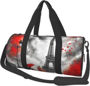 Sports Duffel Bag Paris-Romance-France Foldable Travel Tote Bag Weekender Sleepover Carry On Bag
