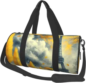 Sports Duffel Bag Paris-Romantic-Fall Foldable Travel Tote Bag Weekender Sleepover Carry On Bag