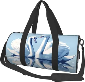 Sports Duffel Bag Romantic-Swans-Love-Valentine Foldable Travel Tote Bag Weekender Sleepover Carry On Bag