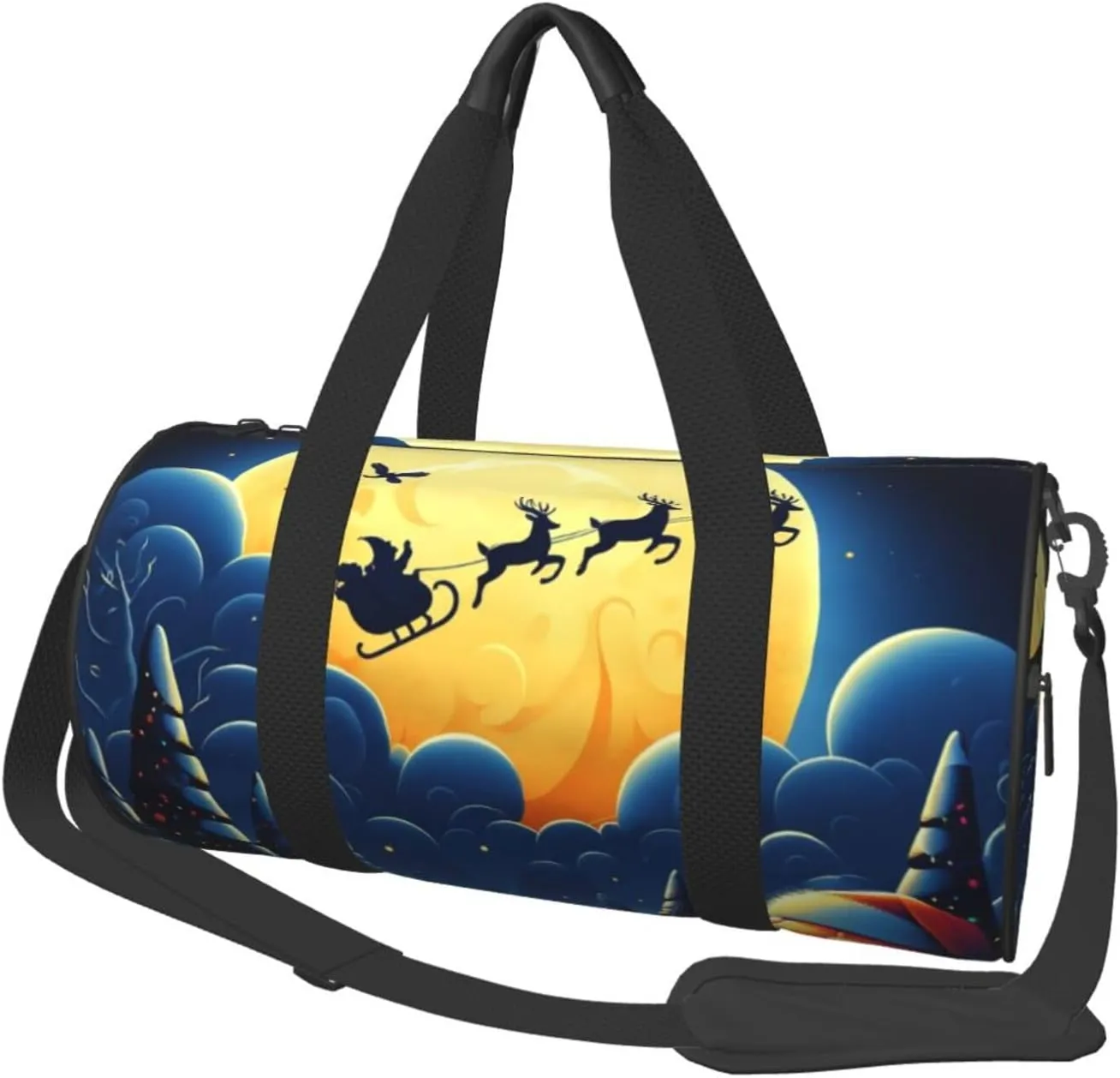 Sports Duffel Bag Santa-Reindeer-Pumpkins Foldable Travel Tote Bag Weekender Sleepover Carry On Bag