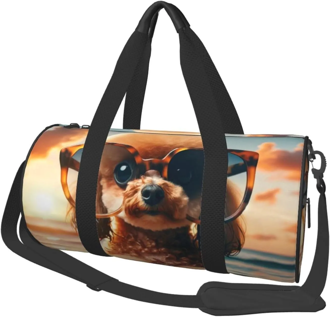 Sports Duffel Bag Sunglasses-Toy-Poodle Foldable Travel Tote Bag Weekender Sleepover Carry On Bag