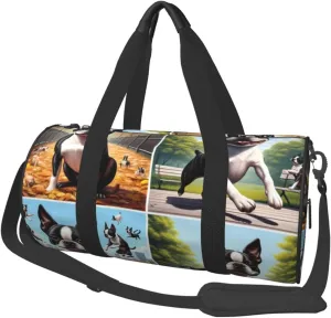 Sports Duffel Bag Terrier-Dog-Pose Foldable Travel Tote Bag Weekender Sleepover Carry On Bag