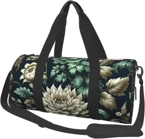 Sports Duffel Bag Victorian-Era-Floral-Elegant Foldable Travel Tote Bag Weekender Sleepover Carry On Bag