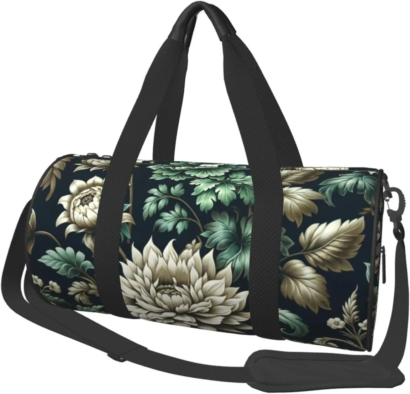 Sports Duffel Bag Victorian-Era-Floral-Elegant Foldable Travel Tote Bag Weekender Sleepover Carry On Bag