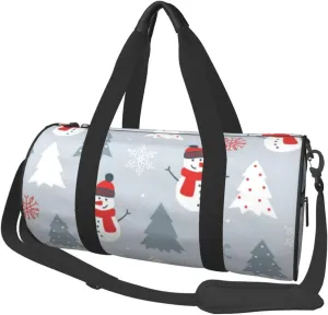 Sports Duffel Bag Xmas-Snowman-Kawaii Foldable Travel Tote Bag Weekender Sleepover Carry On Bag
