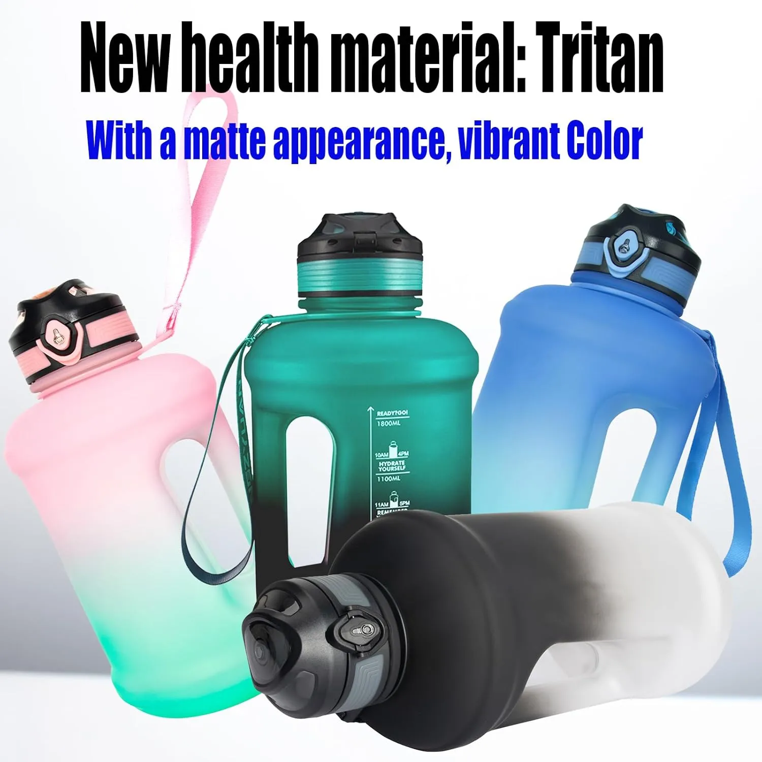 Sports Water Bottle, 63 Oz/1800mL, Leak Proof BPA Free Travel Outdoor For Men Women (Gradient_Pink)