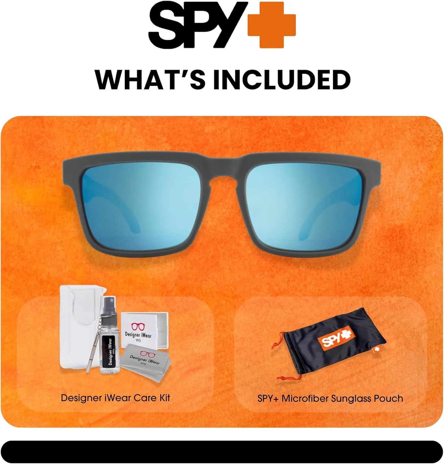 SPY Helm Square Sunglasses for Men for Women   BUNDLE With Designer iWear Eyewear Kit