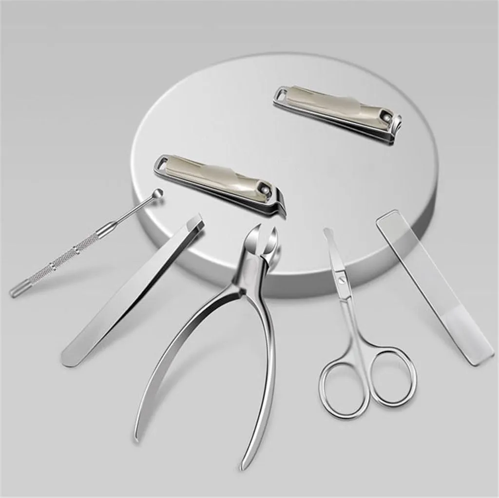 Stainless Steel 7 Piece Nail Clipper Set Scissors Pliers Manicure Nail Tools for Home Use