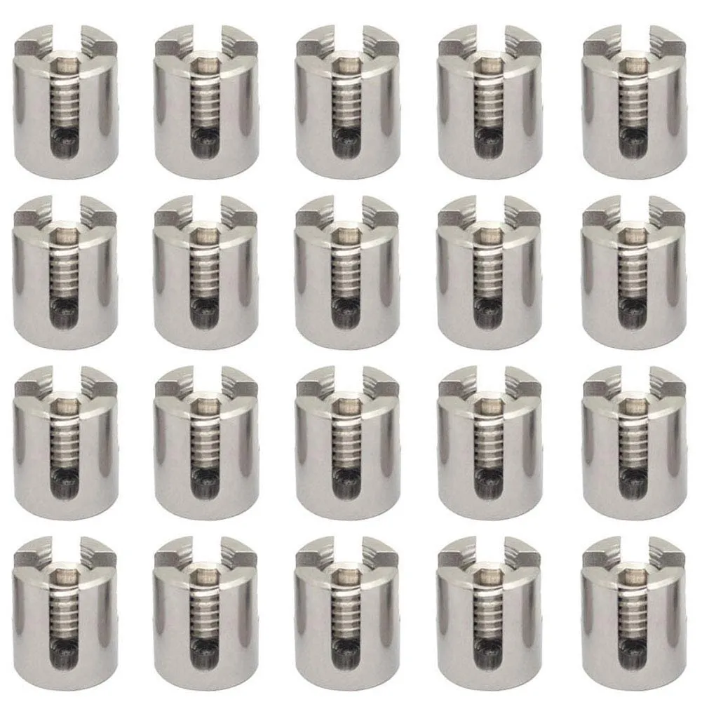 Stainless Steel Cable Railing Cross Cable Clamps for 1/8" Wire Rope Clips Fitting for Wall Trellis System 20pcs