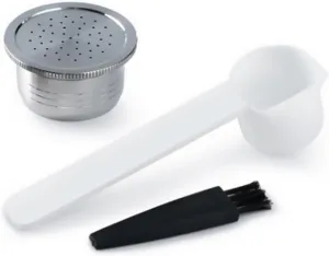 Stainless Steel Reusable Coffee Capsule Filter kit with Plastic Spoon & Brush Coffee Accessory Compatible for Segafredo