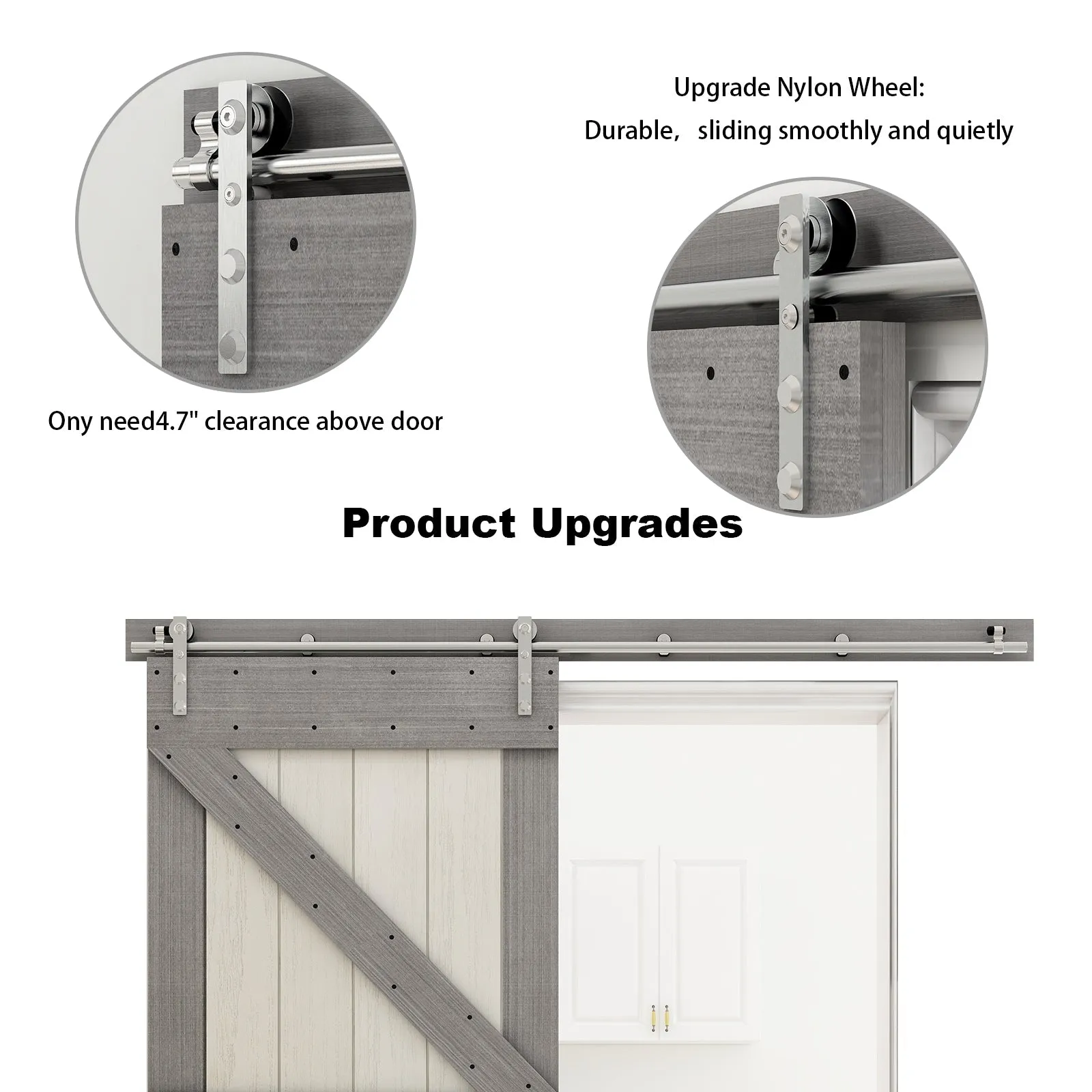 Stainless Steel Sliding Barn Door Hardware Kit CCJH New-Shaped