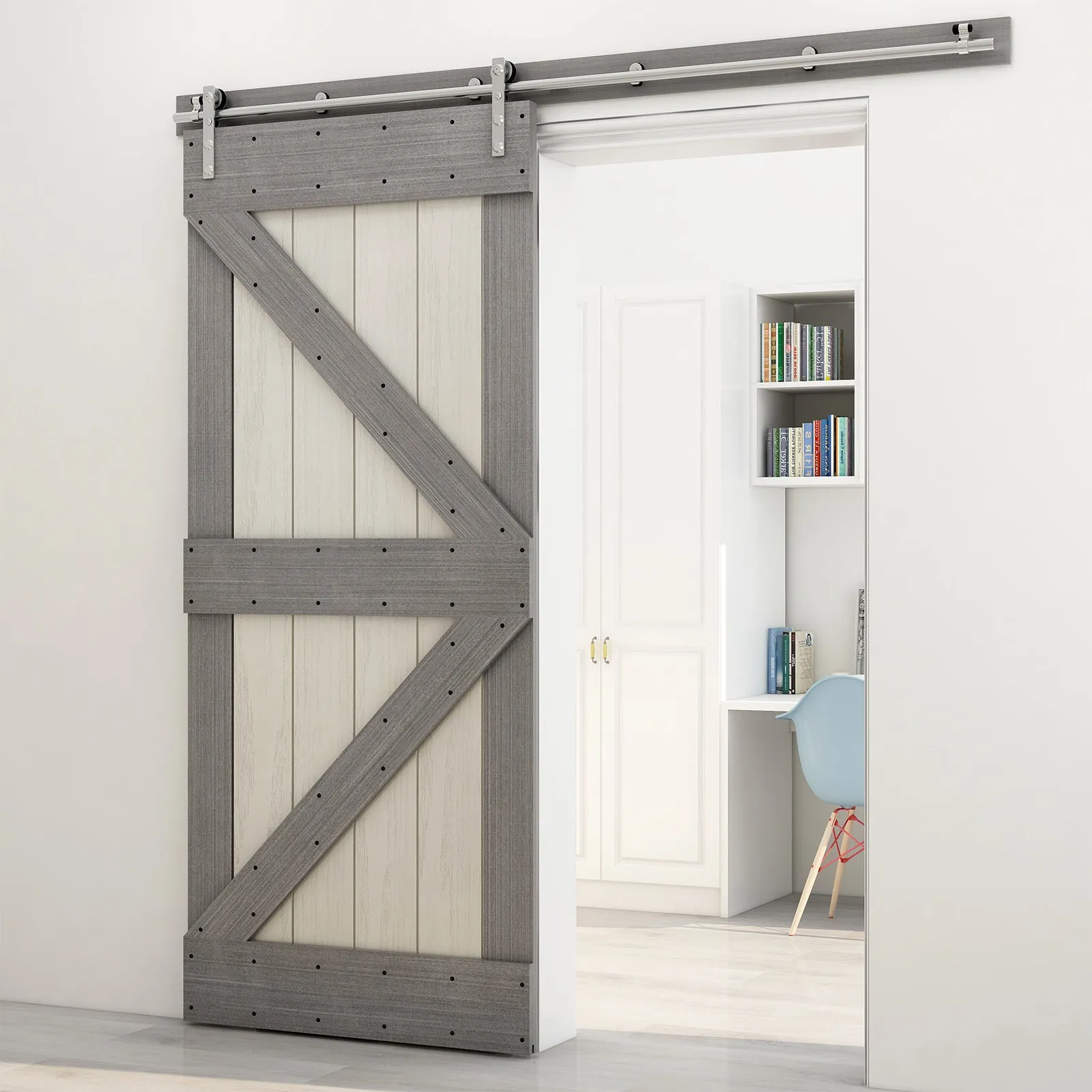 Stainless Steel Sliding Barn Door Hardware Kit CCJH New-Shaped