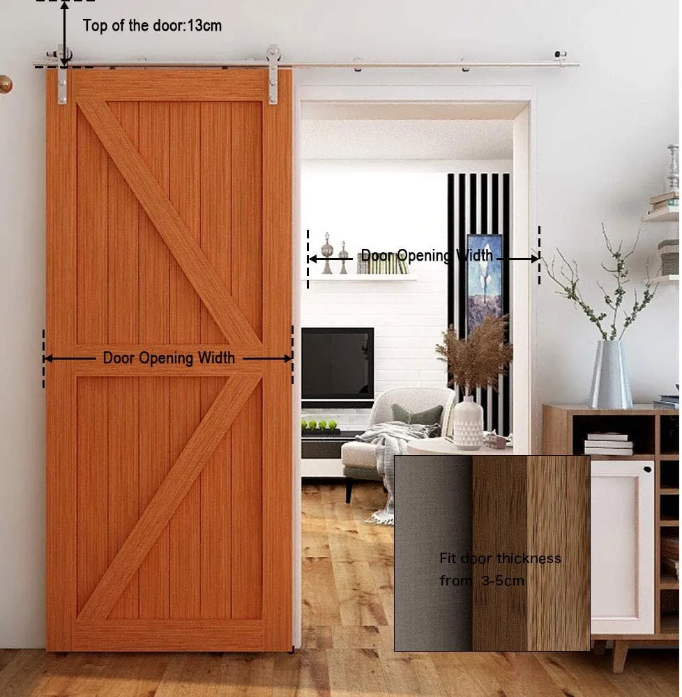 Stainless Steel Sliding Barn Door Hardware Kit CCJH New-Shaped