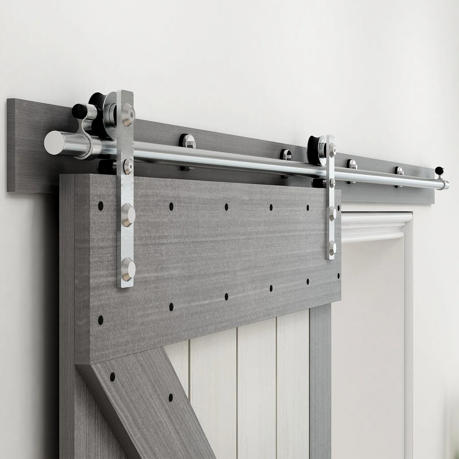 Stainless Steel Sliding Barn Door Hardware Kit CCJH New-Shaped
