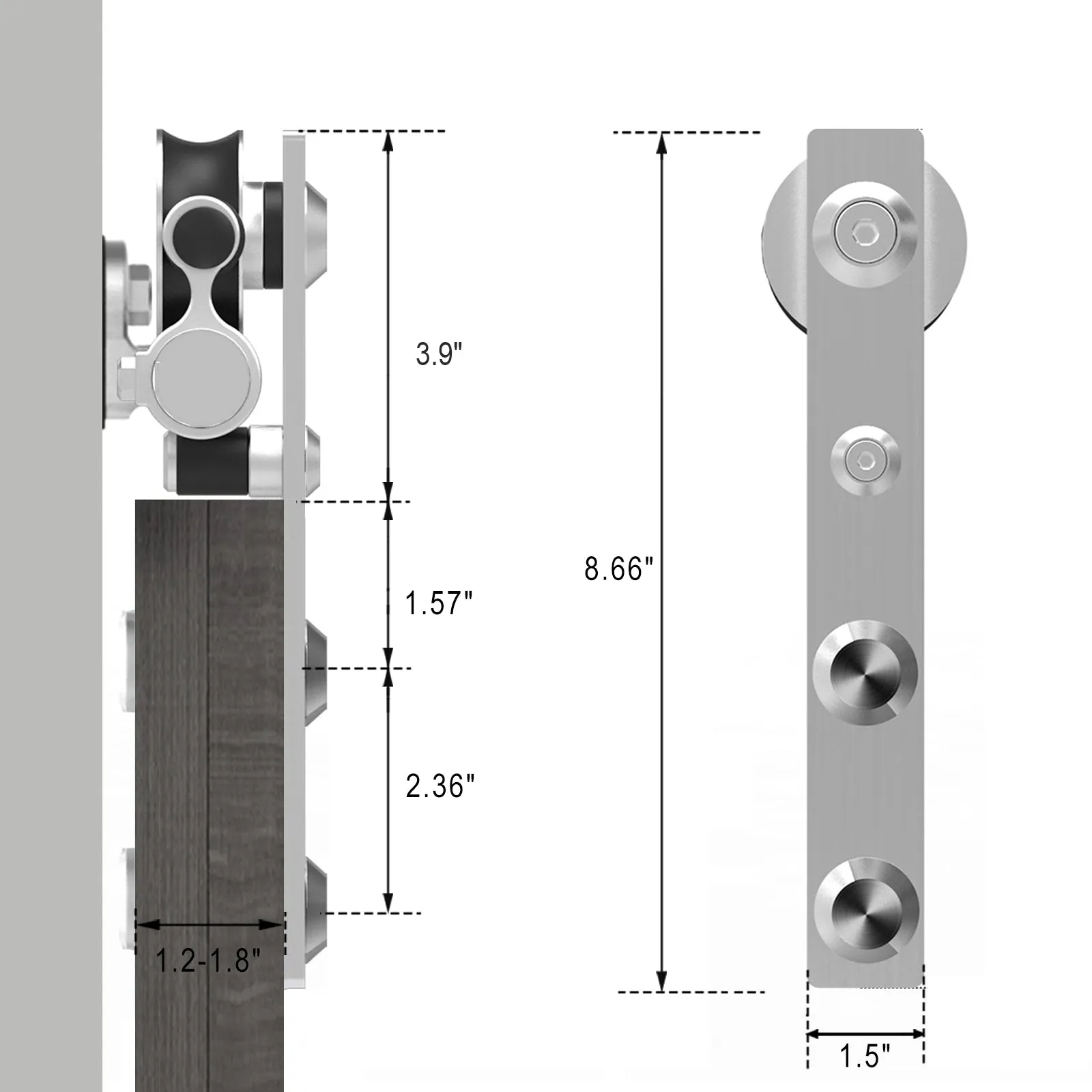 Stainless Steel Sliding Barn Door Hardware Kit CCJH New-Shaped