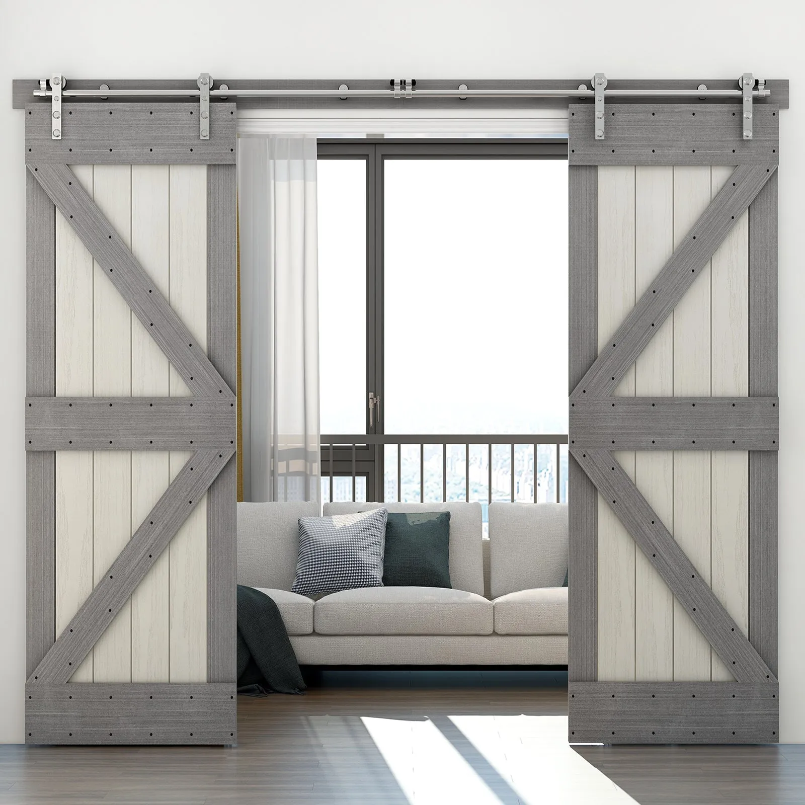 Stainless Steel Sliding Barn Door Hardware Kit CCJH New-Shaped